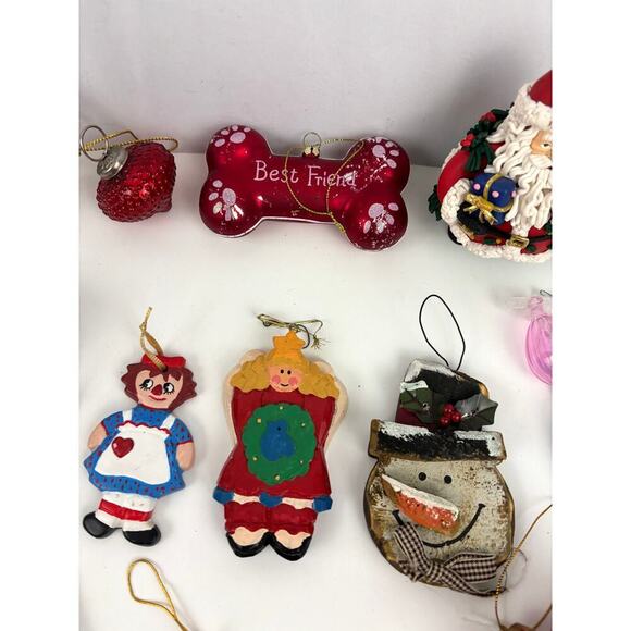 Lot of 22 Holiday Ornaments Christmas Stars Sphere Santa Metal Bundle - Picture 5 of 15